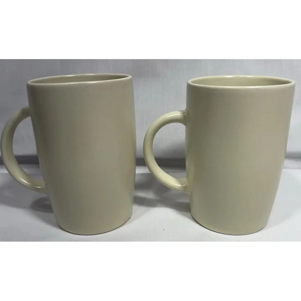 Starbucks‎ Tazo Mug Pair 2012 White Ceramic Coffee Tea Cups 11.8oz EUC